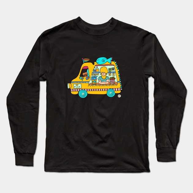 Fish & Chips Food Truck Long Sleeve T-Shirt by Mellowdays